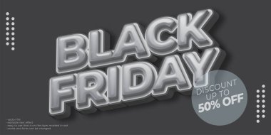 3B biçiminde düzenlenebilir metin efektli Kara Cuma özel indirim şablonu