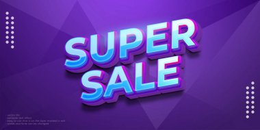 3B biçim düzenlenebilir metin efektli süper satış şablonu