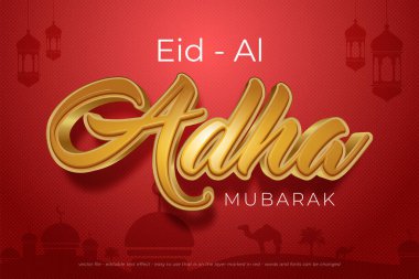 3d vektör al adha Mübarek metin efekti 04