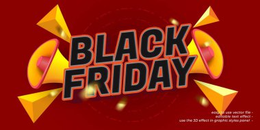 Black friday special offer with 3D style editable text effect