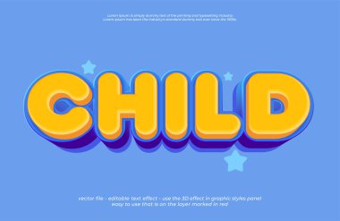 Kalın yazı tipi ile çocuk 3d metin efekti