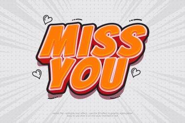 Düzenlenebilir metin efektleri sizi 3 boyutlu çizgi film tarzıyla özledi