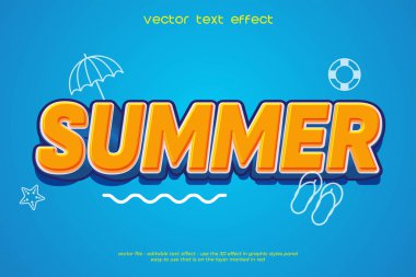 3B vektör metin efekti yaz grafiği