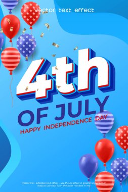 Düzenlenebilir metin efektli 4 Temmuz Bağımsızlık Günü posteri