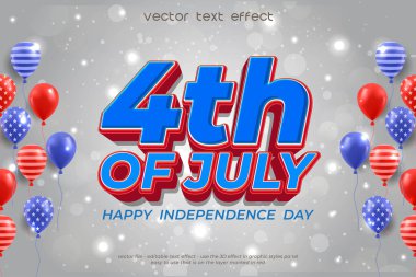 ABD 4 Temmuz Düzenlenebilir Metin Efektli Mutlu Bağımsızlık Günü