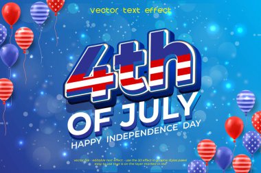 ABD 4 Temmuz Düzenlenebilir Metin Efektli Mutlu Bağımsızlık Günü