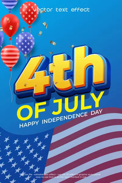 4 Temmuz Bağımsızlık Günü arkaplanda düzenlenebilir metin efektiyle