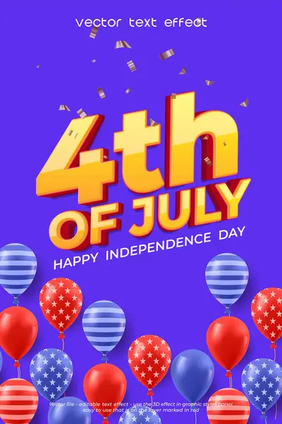 Düzenlenebilir 3D metin efektiyle 4 Temmuz Bağımsızlık Günü
