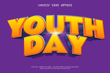 Gençlik günü düzenlenebilir metin efekti 3d biçim şablonu