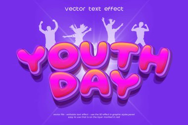 3B vektör metin efektiyle uluslararası gençlik günü