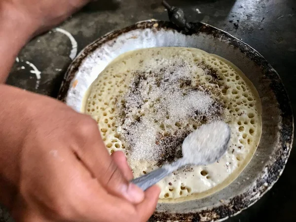Het Proces Van Het Maken Van Martabak Indonesische Street Foodm — Stockfoto