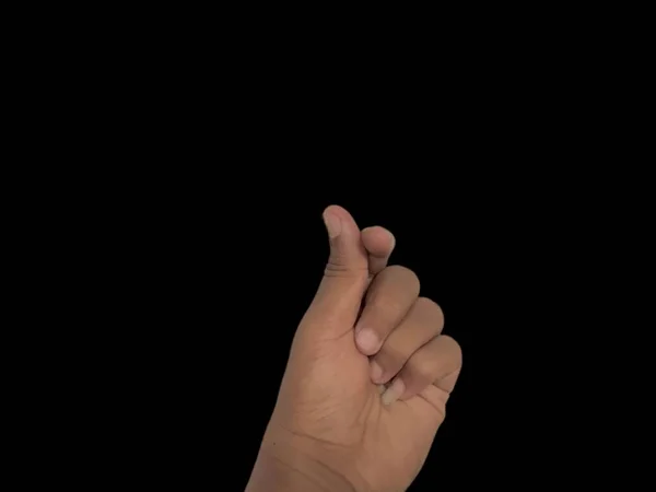 Рука Африканского Американца Показывает Знак Черным Фоном — стоковое фото