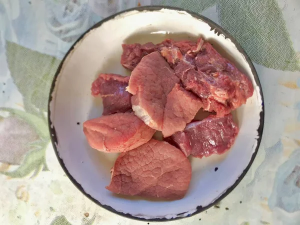 Ωμό Βόειο Κρέας Πιάτο — Φωτογραφία Αρχείου