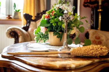 sprinkler and holy water on a wedding blessing