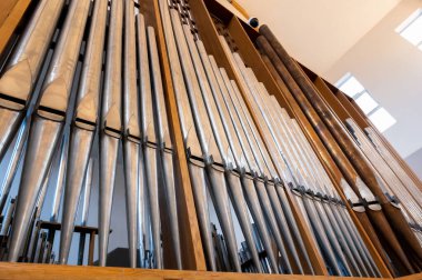 interiors and details in catholic church modern and simple catholic church interior choir organ pipes