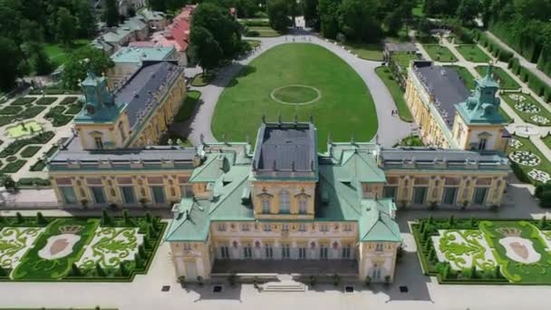 Dronové Záběry Barokního Královského Paláce Zahrady Varšavě Bývalý Královský Palác — Stock video