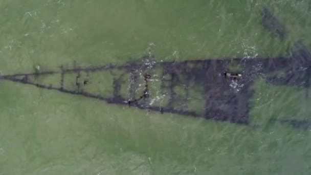 Drone Relitti Navi Affondate Cacciatorpediniere Wind Thunder Vicino Porto Navale — Video Stock