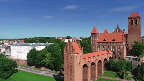 Castelo Teutônico Medieval Kwidzyn Polônia Torre Cloaca Primeiro Plano Verão — Vídeo de Stock
