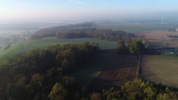 Drone Mañana Disparó Sobre Las Colinas Los Campos Polonia — Vídeo de stock