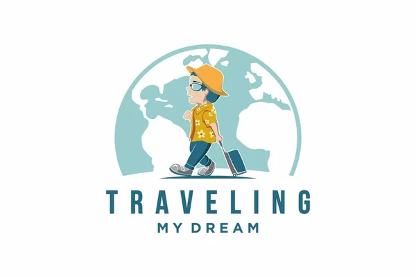 Şablon Desain Logo Perjalanan Seyahat Simgesi — Stok Vektör