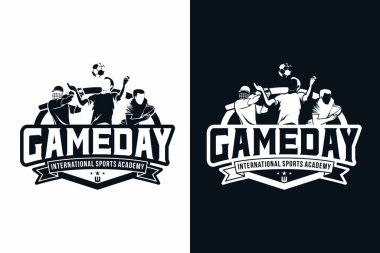 Uluslararası futbol, ragbi ve beysbol akademilerinin logo şablonu