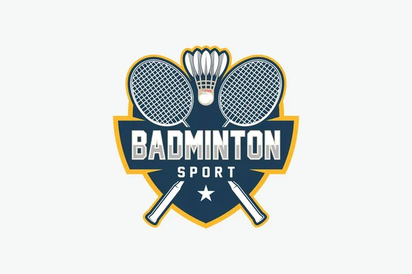 stock vector Badminton sports emblem Logo Template Design