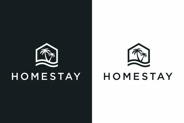 stock vector natural homestay logo, simple logo icon homestay background, beach house logo