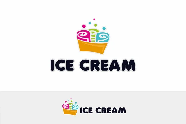 タイのアイスクリームロゴテンプレートデザイン — ストックベクタ