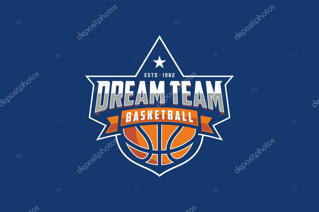 Basketball club logo. Basketball club emblem, design template