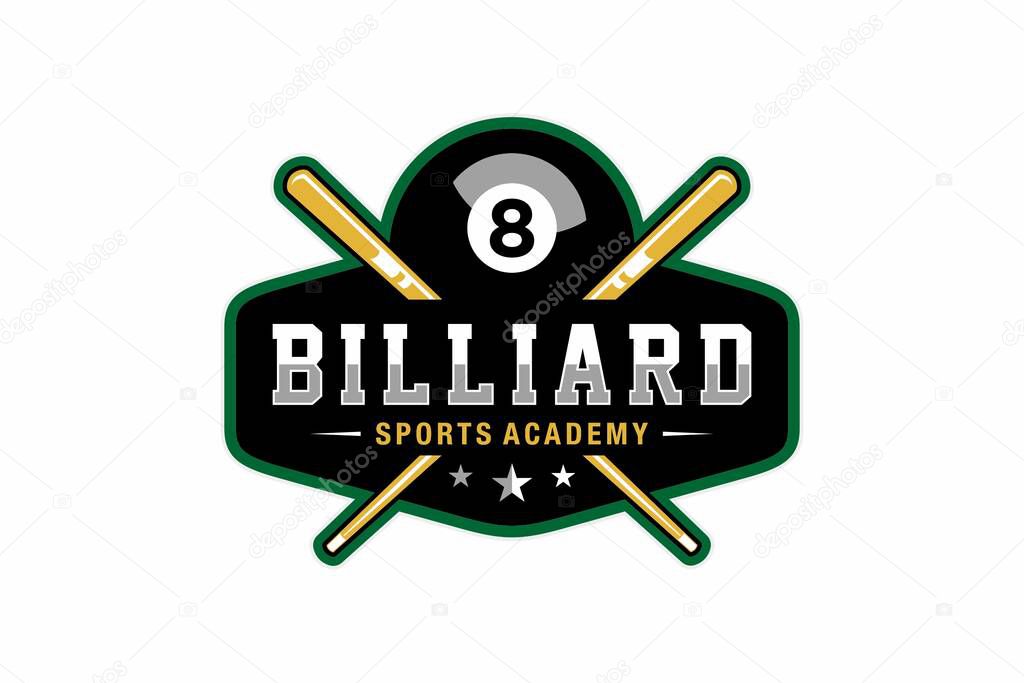 Billiards logo icon design, sports badge template. Vector illustration
