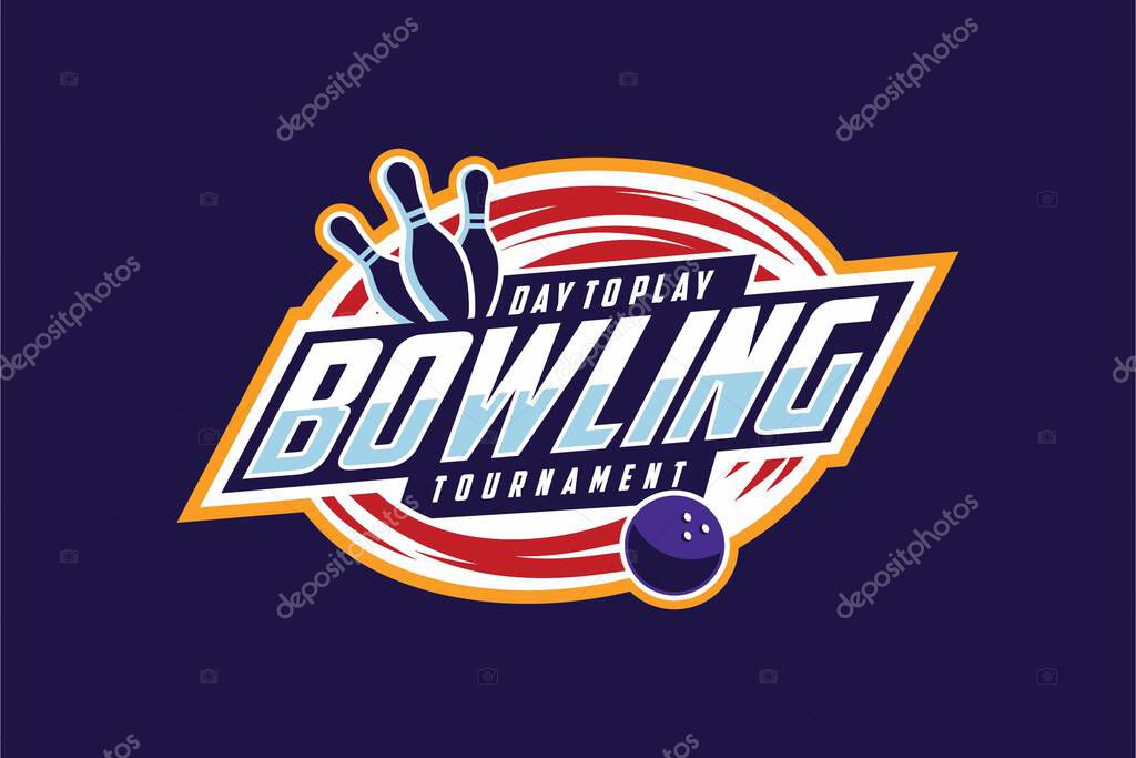 Professional bowling tournament badge logo design
