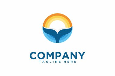 Basit balina kuyruğu logo şablonu dizaynı doğrusal olarak. Vektör illüstrasyonu.