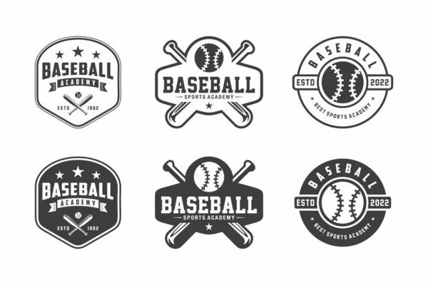 Бейсбольный Логотип Коллекция Эмблем Шаблон Дизайна Светлом Фоне — стоковый вектор