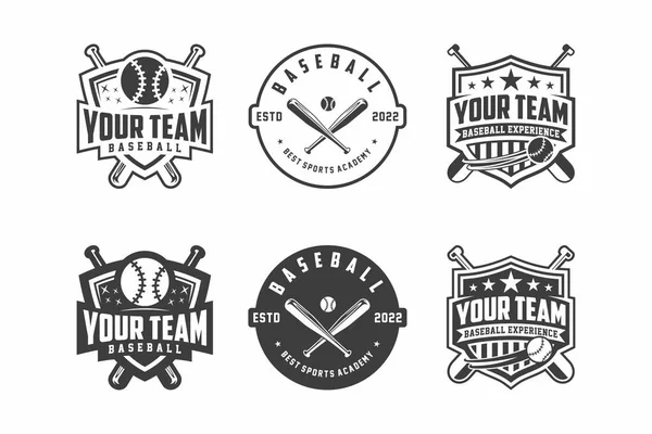 Logotipo Beisebol Coleção Conjuntos Emblemas Modelo Design Fundo Claro — Vetor de Stock