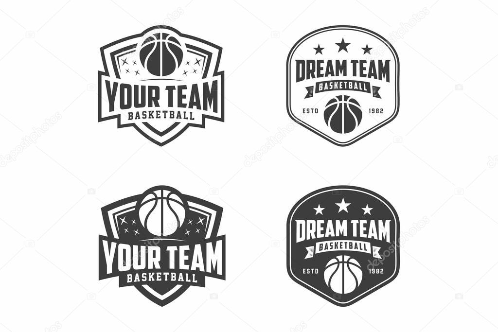 Basketball logo, emblem set collection, design template on light background