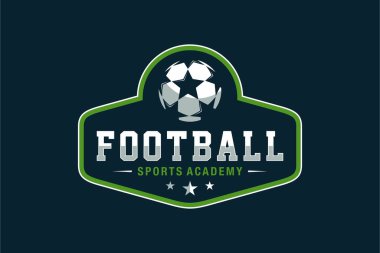 Futbol kulübü logosu. Futbol kulübü amblemi, koyu arkaplanda tasarım şablonu