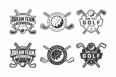 Golf kulübü logosu, voleybol tasarımı siyah beyaz renkler.