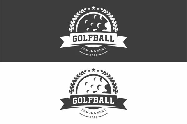 Set Golf Club Logo Badges Volleyball Design Black White Colors — Stock Vector