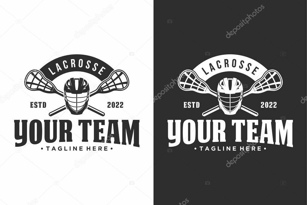 Lacrosse club emblem set, tournament, Lacrosse logo design, Lacrosse stick and ball vector on white background