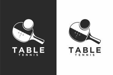 Masa tenisi rozeti amblemi. Bir ping pong kulübü için spor etiketi vektör illüstrasyonu