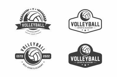 Voleybol kulübü simgesi seti, voleybol tasarımı siyah beyaz renkler
