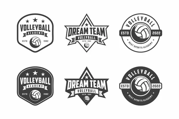 stock vector Volleyball club icon badge set, volleyball design in black and white colors