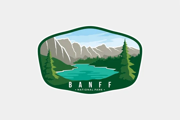 Banff National Park Emblema Logotipo Del Parche Ilustración — Vector de stock