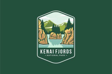 Kenai fiyortları Ulusal Park Amblem yaması logo illüstrasyonu