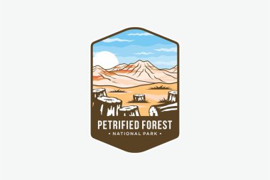 Navajo 'daki Petrified Forest Ulusal Parkı' nın ve Arizona 'daki Apache County' nin arması üzerindeki yama logosu.