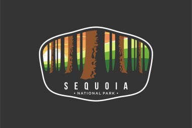 Sequoia Ulusal Park logosu koyu arkaplan üzerine resimleme