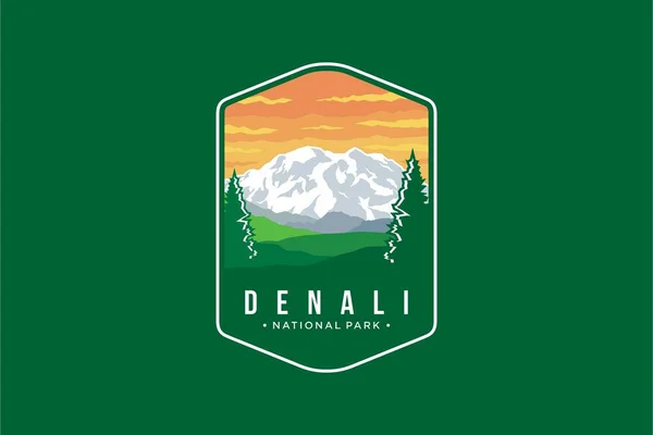 Denali National Park Emblema Logotipo Del Parche Ilustración — Vector de stock