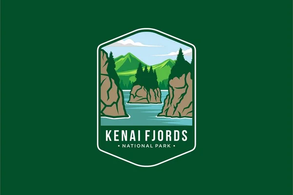 Kenai Fiordos Parque Nacional Emblema Parche Logo Ilustración — Vector de stock