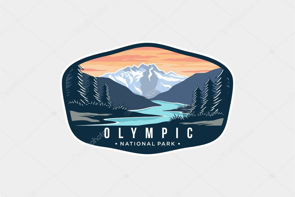 Olympic National Park patch logo illustration