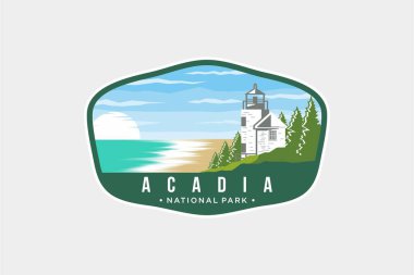 Acadia Ulusal Parkı Amblem amblem amblemi illüstrasyonu